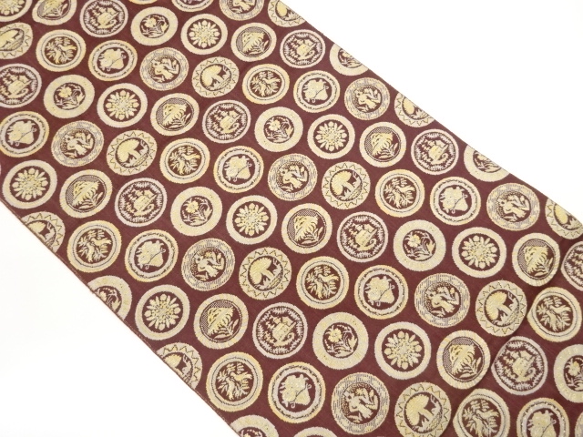 JAPANESE NAGOYA OBI / CHIKUZEN HAKATA / WOVEN FLOWERS